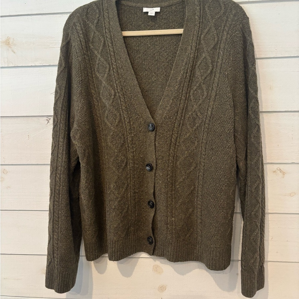 J. Jill Green Cardigan Sweater V-Neck Knit - Picture 14 of 15